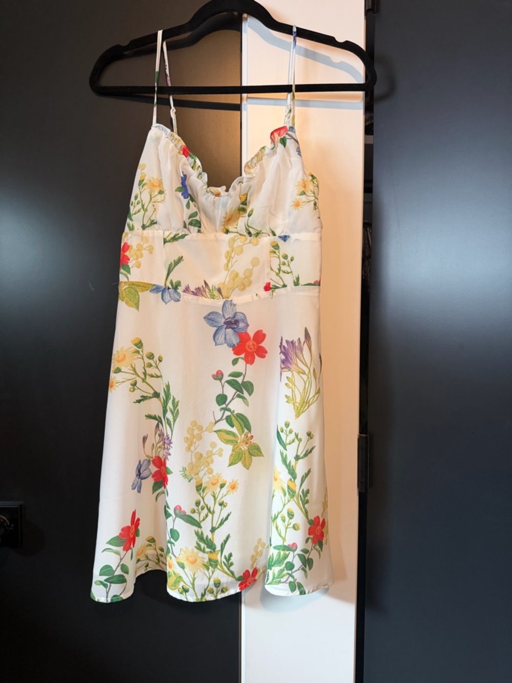 Dynamite White Satin Floral Slip Dress